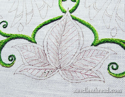 Secret Garden Embroidery: Long & Short Stitch Shading on Leaves