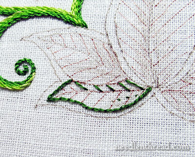 Secret Garden Embroidery: Long & Short Stitch Shading on Leaves