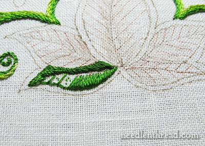 Secret Garden Embroidery: Long & Short Stitch Shading on Leaves