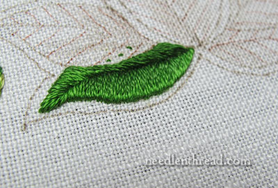 Secret Garden Embroidery: Long & Short Stitch Shading on Leaves