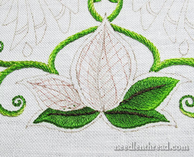 Secret Garden Embroidery: Long & Short Stitch Shading on Leaves