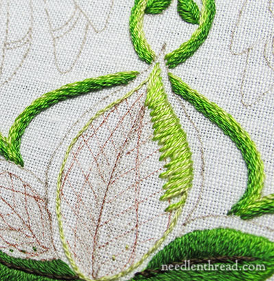 Secret Garden Embroidery: Long & Short Stitch Shading on Leaves