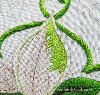 Secret Garden Embroidery: Long & Short Stitch Shading on Leaves