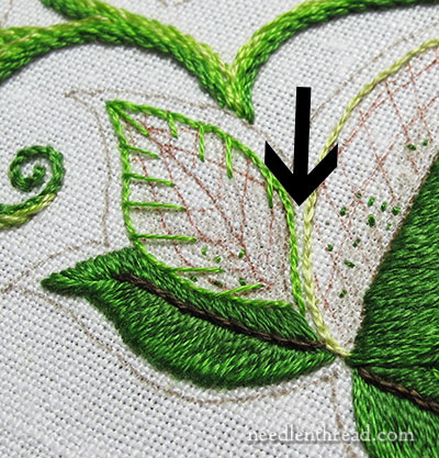 Secret Garden Embroidery: Long & Short Stitch Shading on Leaves