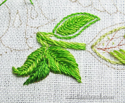 Secret Garden Embroidery Project - Leaves