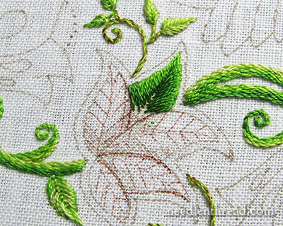 Secret Garden Embroidery Project - Leaves