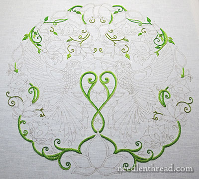 Secret Garden Embroidery Project - Stitching Leaves