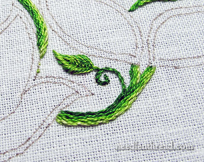 Secret Garden Embroidery Project - Stitching Leaves