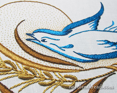 Silk Embroidery Inspired by Ornamental Penmanship