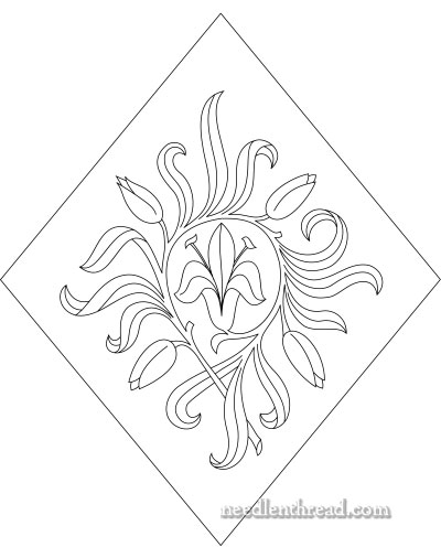 Free Hand Embroidery Design: Lily in a Diamond