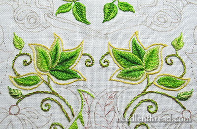 Secret Garden Embroidery Project: Leaf Clusters