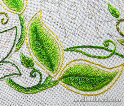 Long & Short Stitch Shading on Embroidered Leaves