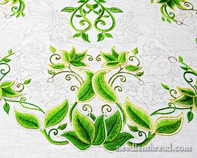 Secret Garden Hand Embroidery Project - Long & Short Stitch Shading on Leaves