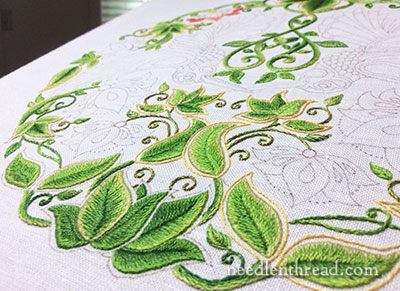 Secret Garden Hand Embroidery Project - Long & Short Stitch Shading on Leaves