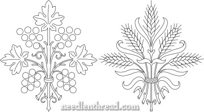 Grapes and Wheat Embroidery Patterns