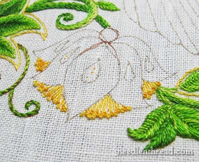 Embroidered Flowers on Secret Garden Project