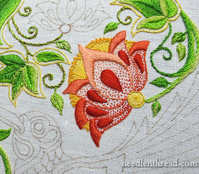 Secret Garden Embroidery Project: Large Flower Embroidered