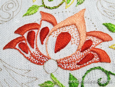 Secret Garden Embroidery Project: Large Flower Embroidered