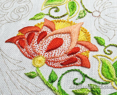 Secret Garden Embroidery Project: Large Flower Embroidered