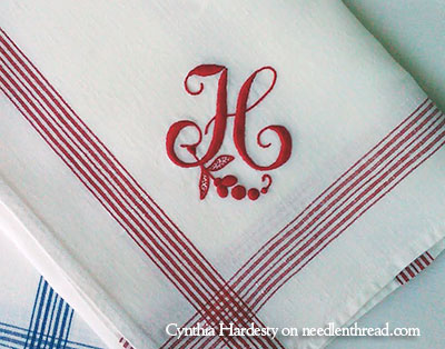 Hand Embroidered Monogram H