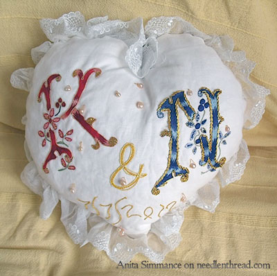 Hand Embroidered Monograms K & N