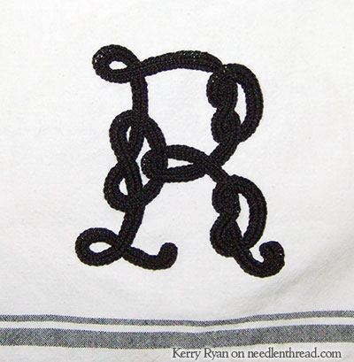 Hand Embroidered Monogram R Celtic