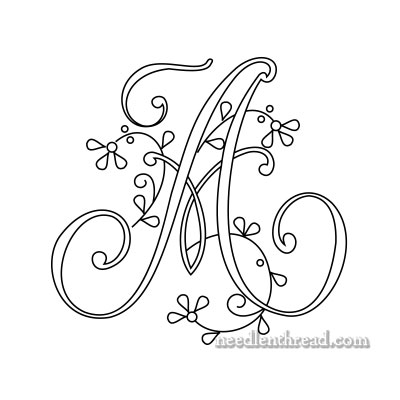 Monogram for Hand Embroidery - A - Floral