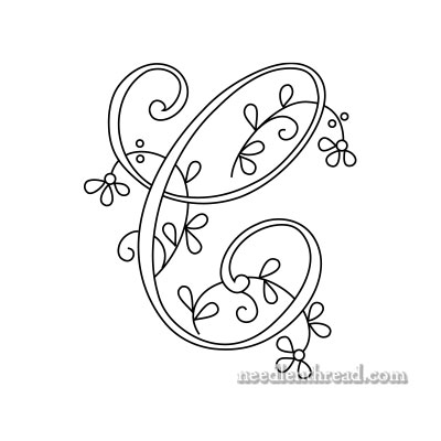 Monogram for Hand Embroidery - C - Floral
