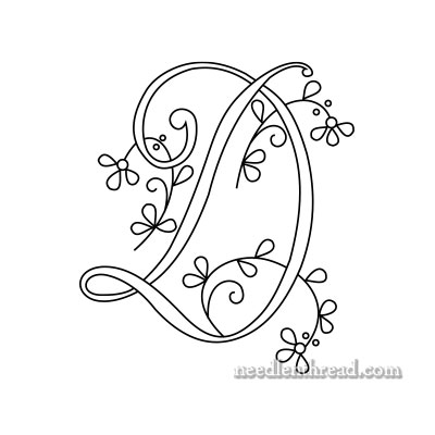 Free Monogram for Hand Embroidery: Letter D