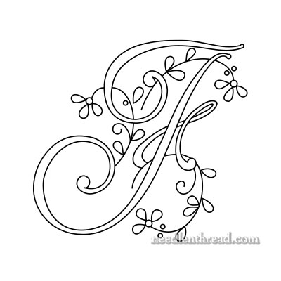 Free Monogram for Hand Embroidery: Letter F