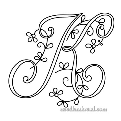 Monogram for Hand Embroidery: K