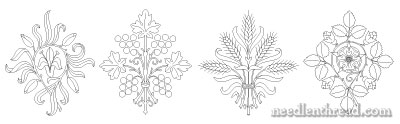 Free Hand Embroidery Patterns: Lily, Grapes, Wheat, Rose