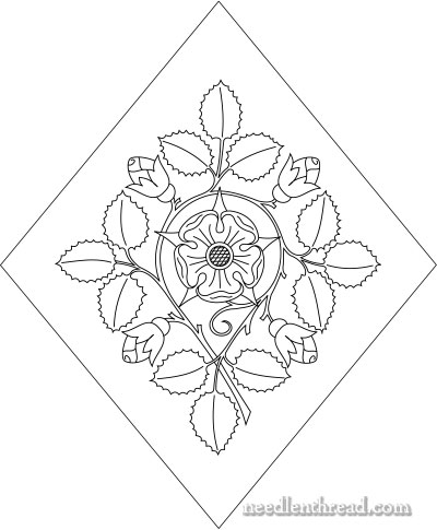 Tudor rose and buds embroidery pattern
