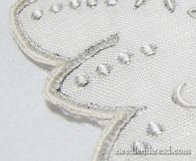 Whitework Embroidery on Antique Embroidered Handkerchief