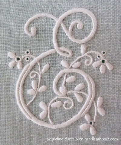 Hand Embroidered E Monogram