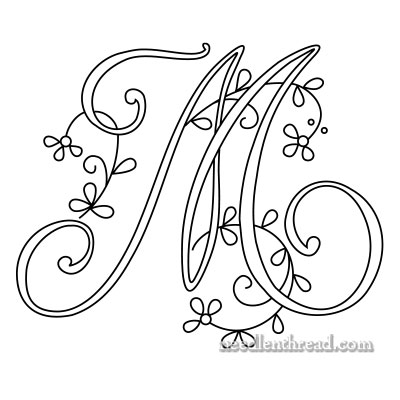 Monogram M for Hand Embroidery on Needle 'n Thread