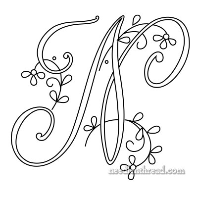 Monogram N for Hand Embroidery on Needle 'n Thread