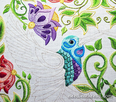 Secret Garden Embroidery Project - Hummingbird - Textured Stitch