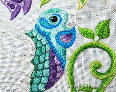 Secret Garden Embroidery Project - Hummingbird - Textured Stitch