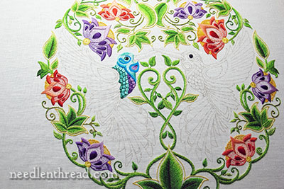 Secret Garden Embroidery Project - Hummingbird - Textured Stitch