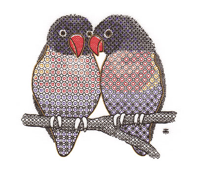 Blackwork Lovebirds by Tanja Berlin