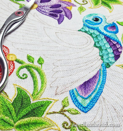 Secret Garden Embroidery Hummingbird Tail