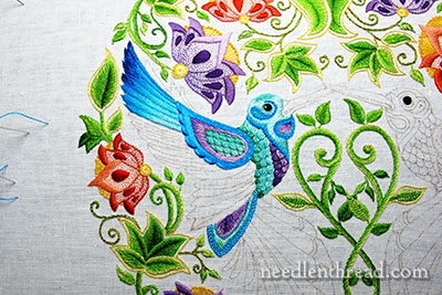 Secret Garden Hummingbirds: Embroidered Feathers