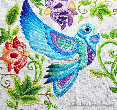 Secret Garden Embroidery - Hummingbird - Embroidered Feathers