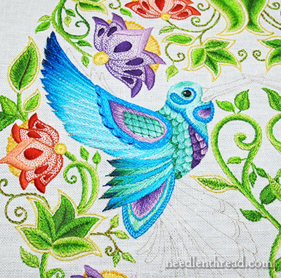 Secret Garden Embroidery - Hummingbird - Embroidered Feathers