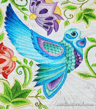 Secret Garden Embroidery - Hummingbird - Embroidered Feathers