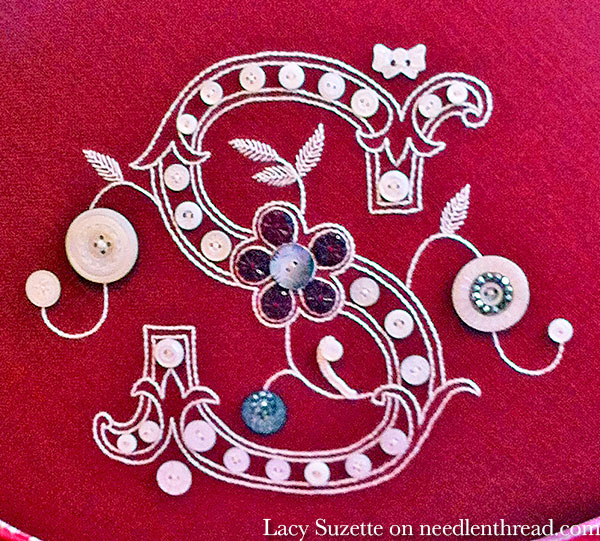 Redwork Embroidery & Monogrammed Lid on a Beautiful Box