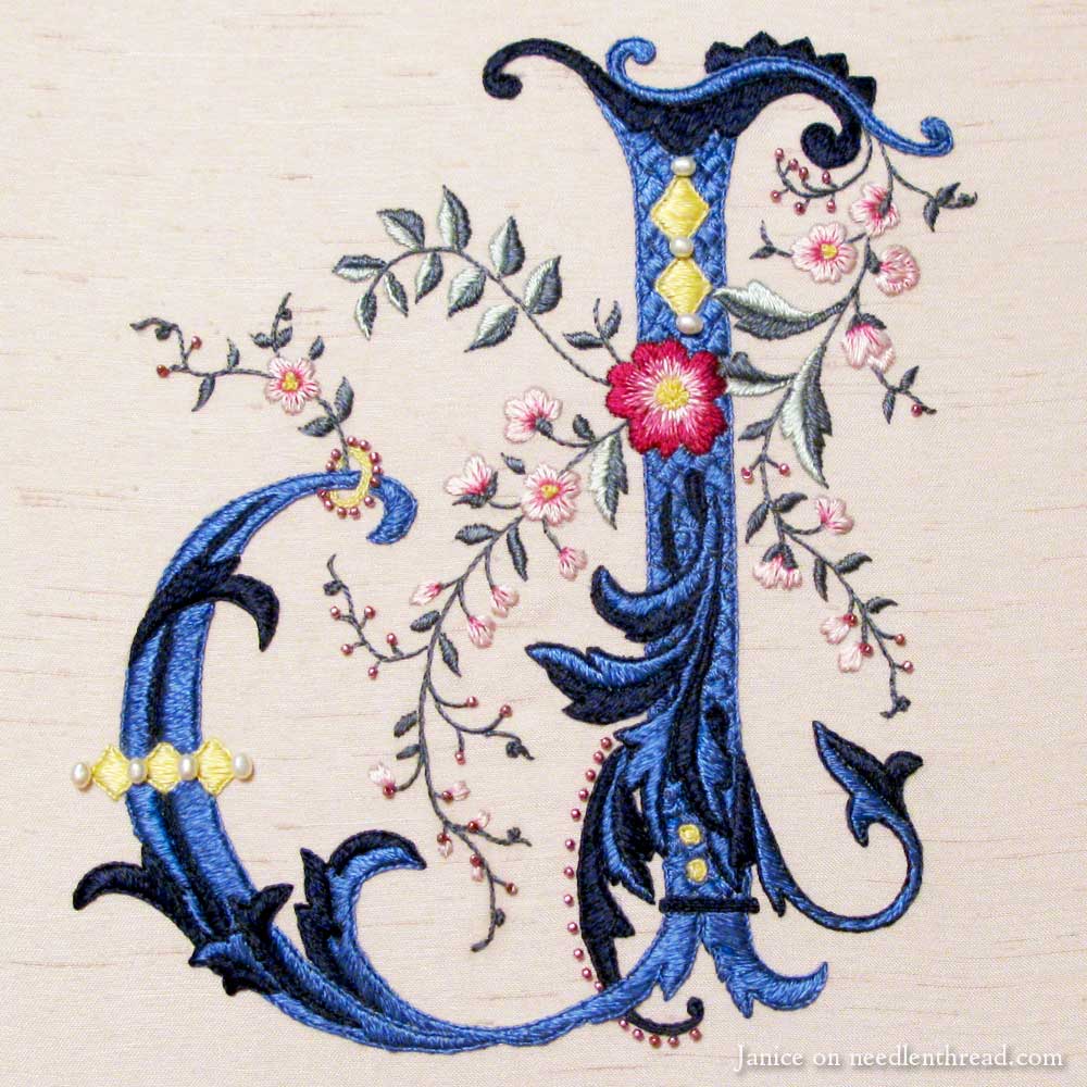 Hand Embroidered Monogram on Photo Album Cover