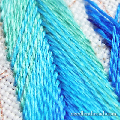 Fishbone Stitch for Embroidered Feathers
