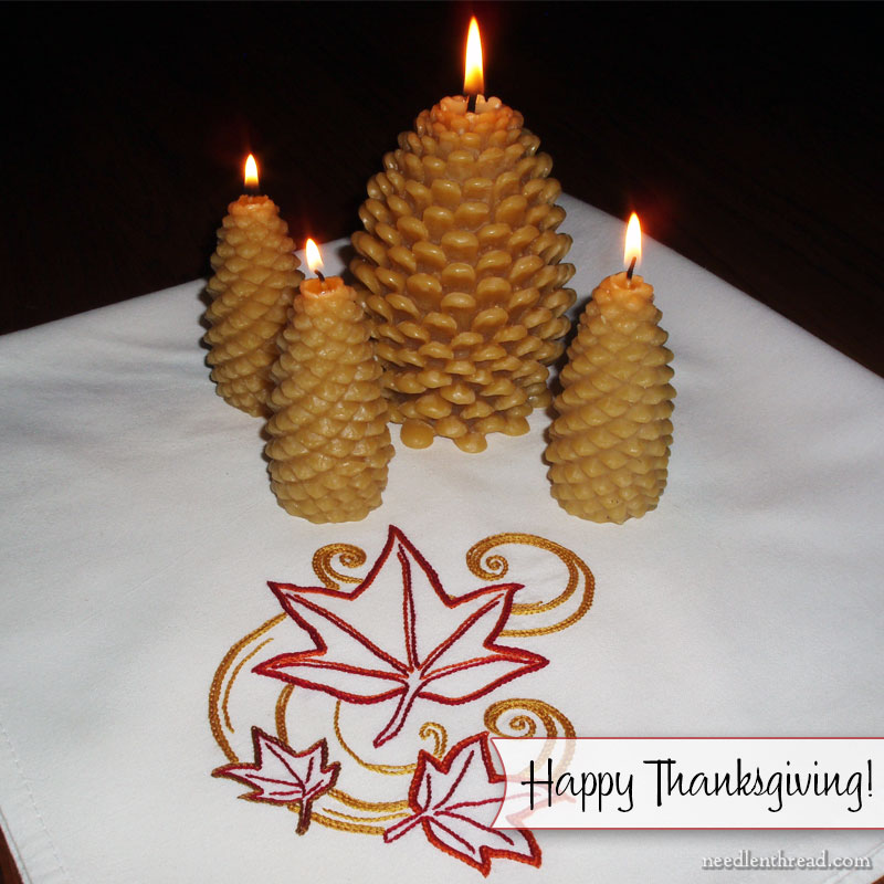 Happy Thanksgiving! Embroidered Autumn Leaves